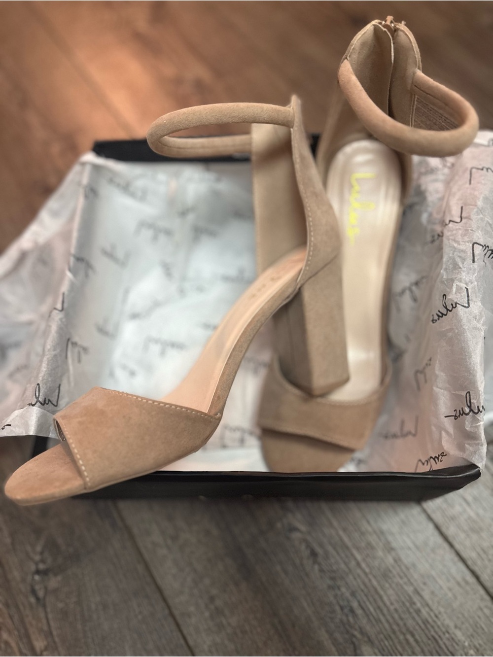 Lulus Sidecar Cutie Taupe Suede Ankle Strap Heels